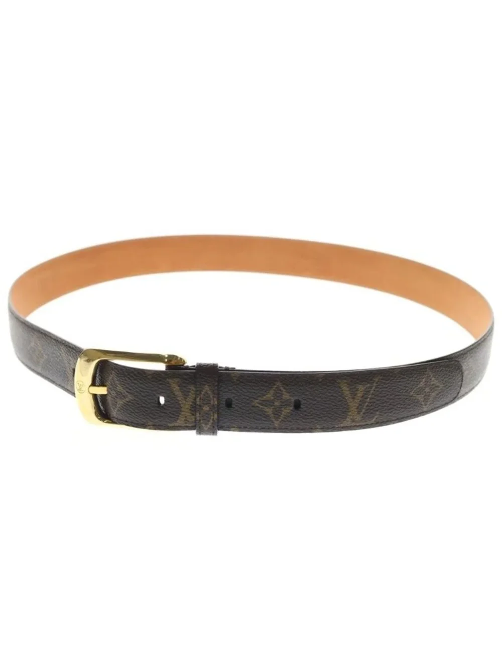Louis Vuitton Ceinture Ellipse Monogram Leather Belt Brown Gold